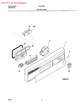 Picture of Frigidaire KNOB - Part# 154239509