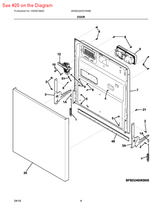 Picture of Frigidaire DOOR - Part# 154828801