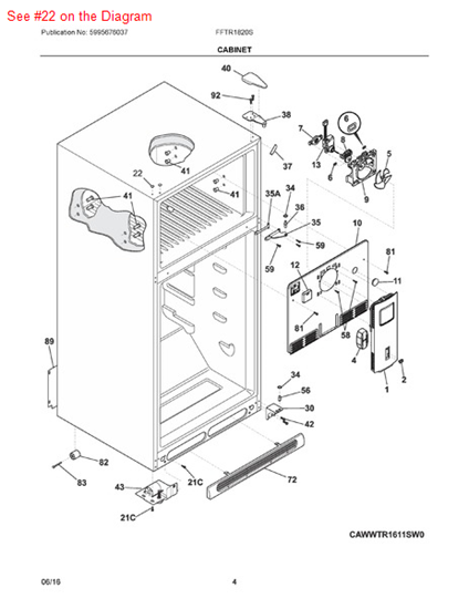 Picture of Frigidaire PLUG,BUTTON - Part# 215774901