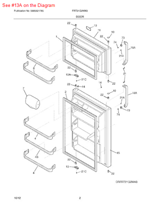 Picture of Frigidaire DOOR STOP - Part# 240312404