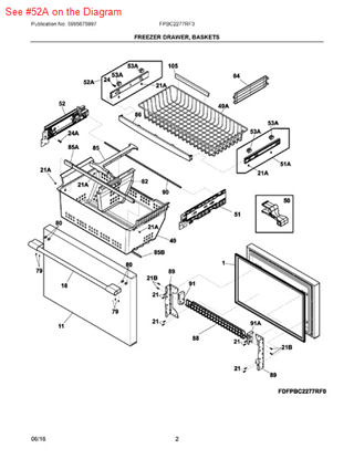 Picture of Frigidaire SLIDE ASSEMBLY - Part# 241894228