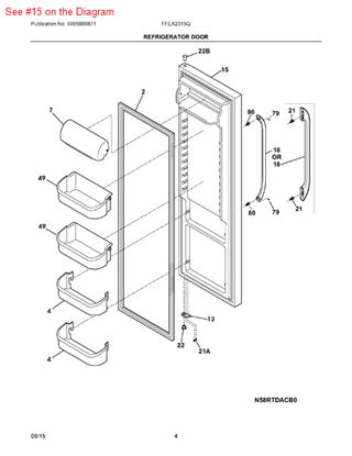 Picture of Frigidaire DSP DOOR-REFR - Part# 242038864