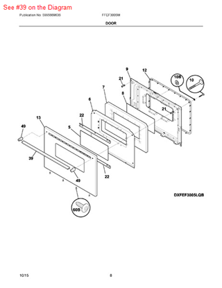 Picture of Frigidaire HANDLE - Part# 316020206