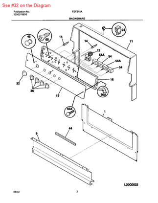 Picture of Frigidaire KNOB - Part# 316123309