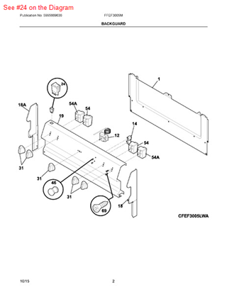 Picture of Frigidaire SWITCH - Part# 316448702