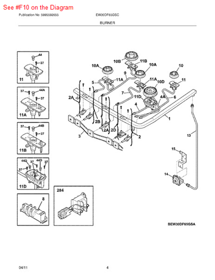 Picture of Frigidaire BURNER - Part# 316510800