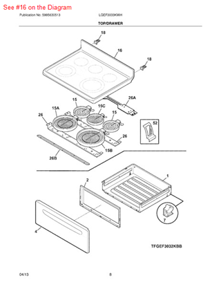 Picture of Frigidaire MAINTOP - Part# 316531959