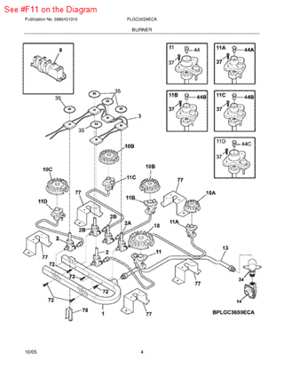 Picture of Frigidaire IGNITOR/ORIFICE ASS - Part# 318221344