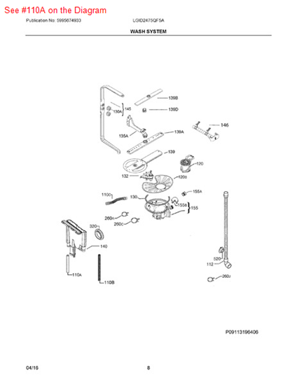 Picture of Frigidaire TUBING - Part# 807526501