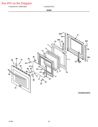 Picture of Frigidaire DOOR ASSEMBLY - Part# 808992603