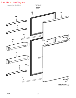 Picture of Frigidaire DOOR - Part# 5304491303