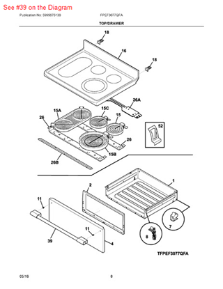 Picture of Frigidaire HANDLE - Part# 5304494423