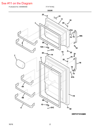 Picture of Frigidaire FREEZER DOOR - Part# 5304497440