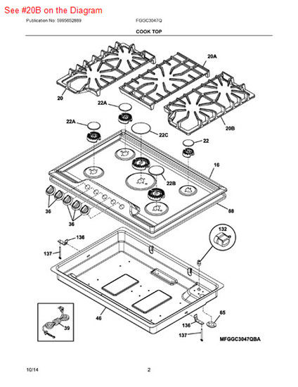 Picture of Frigidaire GRATE - Part# 5304499394