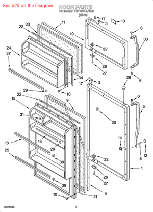 Picture of Whirlpool TRIM-DOOR - Part# 2197356