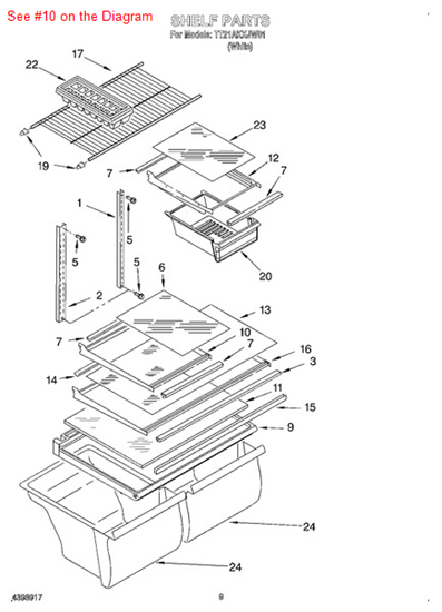 Picture of Whirlpool FRAME-SHLF - Part# 2201102