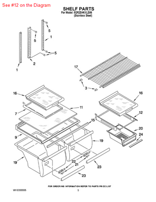 Picture of Whirlpool FRAME-SHLF - Part# 2205162