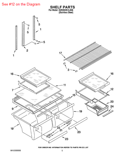 Picture of Whirlpool FRAME-SHLF - Part# 2205162