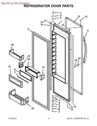 Picture of Whirlpool HINGE-DOOR - Part# 2266854