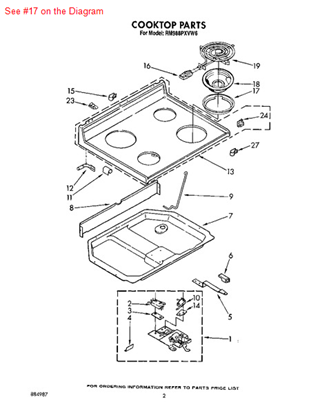 Picture of Whirlpool RING-SURF - Part# 3150244