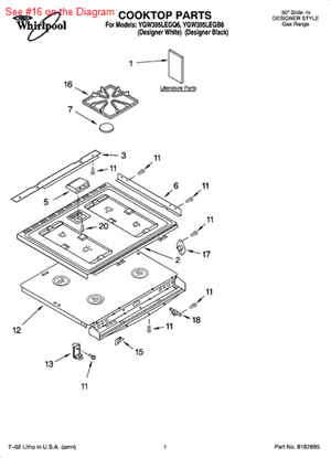 Picture of Whirlpool GRATE - Part# 8053456