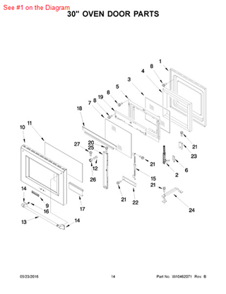 Picture of Whirlpool PANEL,DOOR 30"(OS1) - Part# 9759413