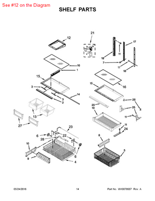 Picture of Whirlpool SHELF-GLAS - Part# 12463509