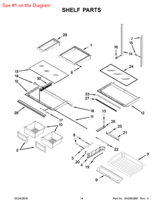 Picture of Whirlpool SHELF-GLAS - Part# 12883507