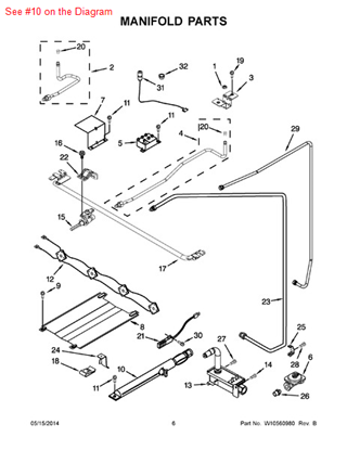 Picture of Whirlpool BURNR-OVEN - Part# 98012138