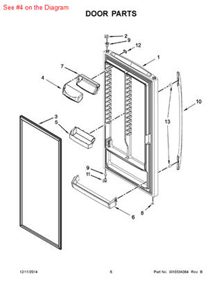 Picture of Whirlpool DOOR-COMP - Part# 4-65429-001