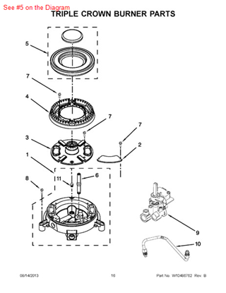 Picture of Whirlpool CAP-BURNER - Part# W10065280