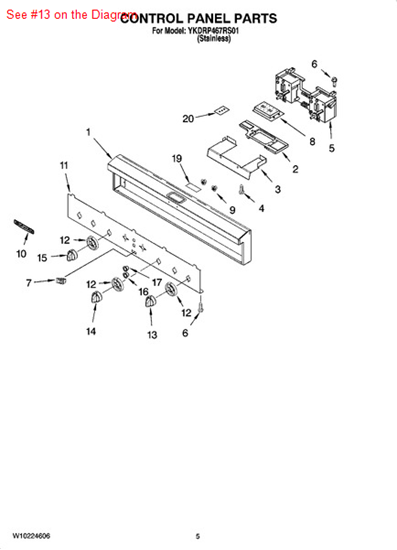 Picture of Whirlpool KNOB - Part# W10078400