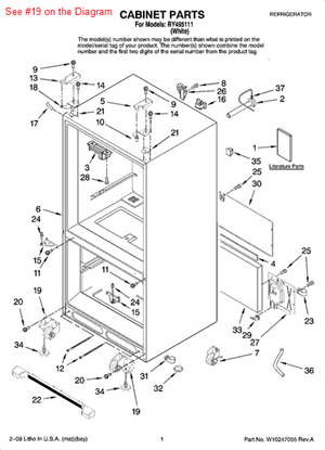 Picture of Whirlpool ROLLER-CAB - Part# W10130460