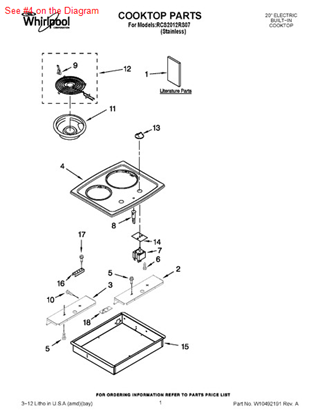 Picture of Whirlpool COOKTOP - Part# W10140169