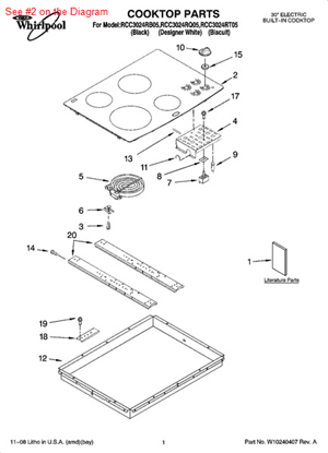 Picture of Whirlpool COOKTOP - Part# W10141724