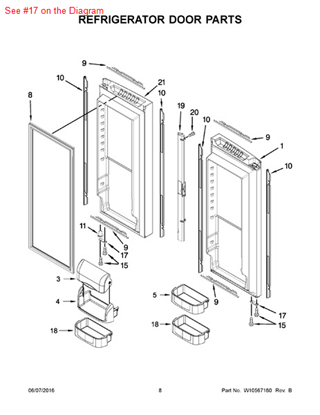 Picture of Whirlpool STOP-DOOR - Part# W10153126