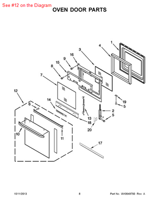 Picture of Whirlpool GLASS-DOOR - Part# W10163961