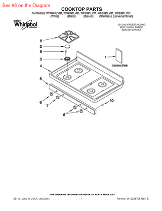 Picture of Whirlpool GRATE-BRNR - Part# W10165803