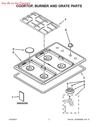 Picture of Whirlpool KNOB - Part# W10168627