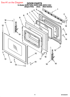 Picture of Whirlpool TRIM-DOOR - Part# W10171023