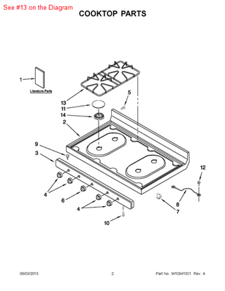 Picture of Whirlpool GRATE-BRNR - Part# W10180089