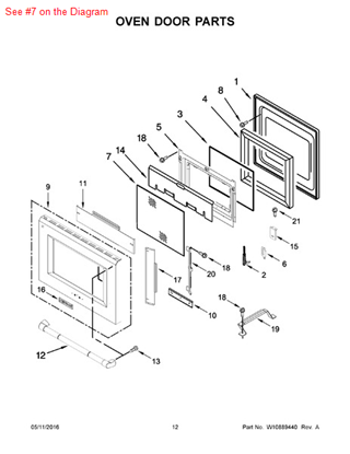 Picture of Whirlpool GLASS-DOOR - Part# W10188327