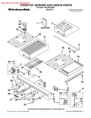 Picture of Whirlpool CAP-BURNER - Part# W10189083