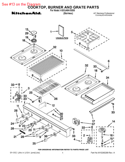 Picture of Whirlpool CAP-BURNER - Part# W10189083