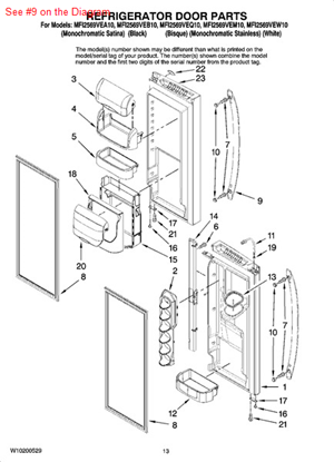 Picture of Whirlpool HANDLE - Part# W10191144