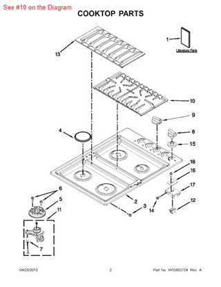 Picture of Whirlpool GRATE-BRNR - Part# W10203095