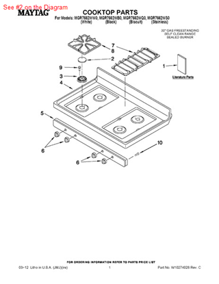 Picture of Whirlpool CAP-BURNER - Part# W10205324