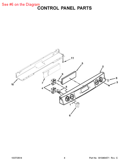 Picture of Whirlpool KNOB - Part# W10213943