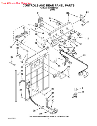 Picture of Whirlpool HARNS-WIRE - Part# W10214216