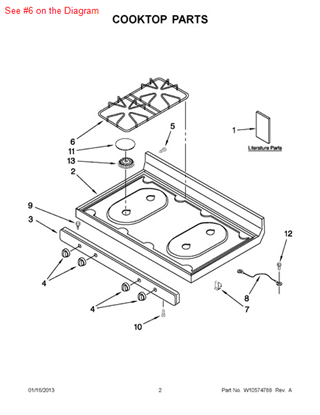 Picture of Whirlpool GRATE-BRNR - Part# W10219702